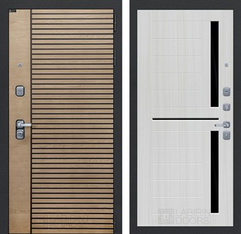 Входная дверь RITM 02 - Сандал белый, стекло черное - фото 100706