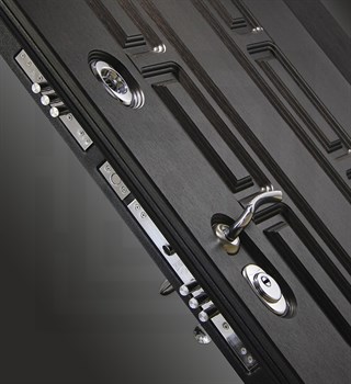 Входная дверь Нью-Йорк 20 - Бетон темный, зеркальные вставки - фото 101618