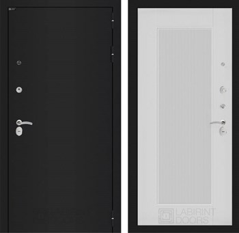 Входная дверь CLASSIC шагрень черная 30 - Белый рельеф софт - фото 103548