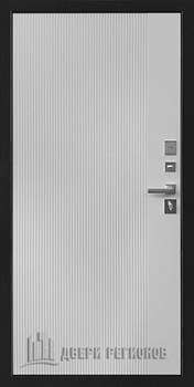 Дверь входная Орбита, цвет чёрная мягкая шагрень, панель - орбита цвет пвх белая мягкая шагрень - фото 106340