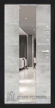 Дверь входная Флагман Монарх Z, цвет Бетон графит, панель - Флагман Монарх z цвет Ясень белый + вставки и хром. Молдинг - фото 106706