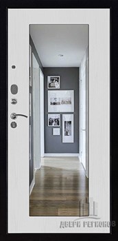 Дверь входная Президент Стайл, цвет чёрная мягкая шагрень, панель - зеркало maxi цвет белый сандал - фото 107584