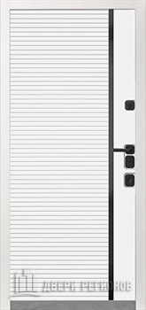 Дверь входная уличная Обсидиан Термо, цвет Серая эмаль, вставка черное стекло, панель - Обсидиан Термо цвет Эмаль белая, вставка черное стекло - фото 108003