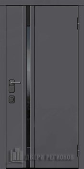 Дверь входная уличная Обсидиан Термо, цвет Серая эмаль, вставка черное стекло, панель - perfecto цвет Белый бархат - фото 108056