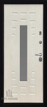 Дверь входная уличная Викинг, цвет лиственница мореная + черная патина, панель - викинг цвет слоновая кость + черная патина - фото 108408