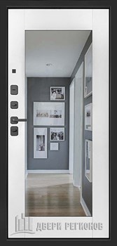 Дверь входная SL-1, цвет Графит мягкая шагрень, панель - sl-1 цвет Белая Мягкая Шагрень + Зеркало - фото 110192