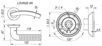 Ручка Fuaro (Фуаро) раздельная R.AR54.LOUNGE (LOUNGE AR) 130mm SG/GP-4 матовое золото/золото - фото 115037
