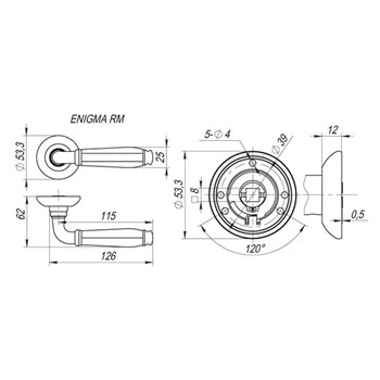 Ручка Fuaro (Фуаро) раздельная R.RM54.ENIGMA (ENIGMA RM) SN/CP-3 матовый никель/хром - фото 115098