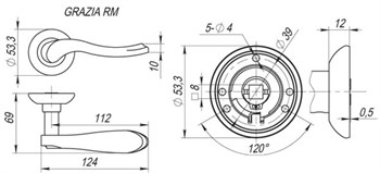 Ручка Fuaro (Фуаро) раздельная R.RM54.GRAZIA (GRAZIA RM) SN/CP-3 матовый никель/хром - фото 115101
