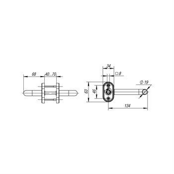 Ручка Fuaro (Фуаро) раздельная R.DSS304-0203P/19 (квадрат 8х110 мм) INOX 304 (овальное основание) - фото 115141