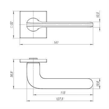 Ручка Punto (Пунто) раздельная K.ARC.Q52.ASPECT GM оружейная сталь - фото 115553