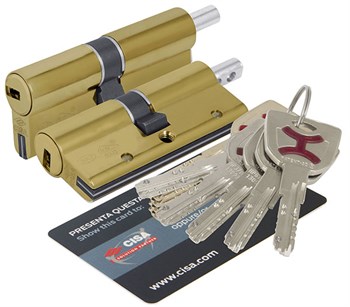 Цилиндровый механизм Cisa (Чиза) под вертушку AP4S 0P3S2-29.66 (90 мм/40+10+40), ЛАТУНЬ - фото 117683