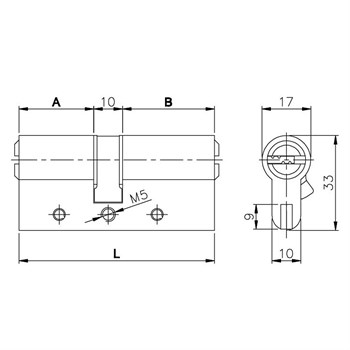 Цилиндровый Kale kilit (Кале килит) механизм 164 DBN-E/70 (30+10+30) mm латунь 5 кл. - фото 117835