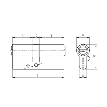 Цилиндровый Kale kilit (Кале килит) механизм 164 SN/90 (40+10+40) mm никель 5 кл. - фото 118097