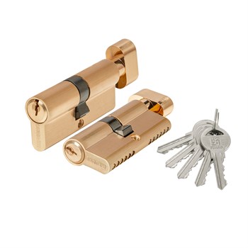 Цилиндровый Fuaro (Фуаро) механизм 1000ZM Knob70(30+10+30) SSG сатинированное золото, 5Key с вертушкой - фото 118302