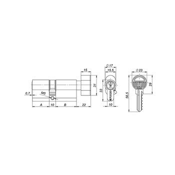 Цилиндровый Fuaro (Фуаро) механизм 1000ZM Knob70(30+10+30) SSG сатинированное золото, 5Key с вертушкой - фото 118303