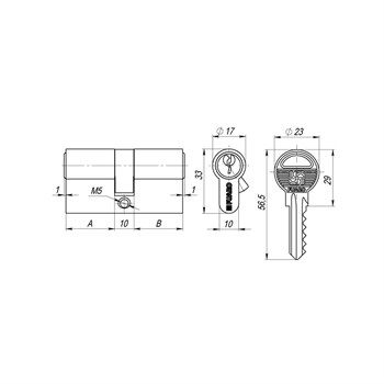 Цилиндровый Fuaro (Фуаро) механизм 1000ZA Key60(25+10+25) SSG сатинированное золото 5Key - фото 118306