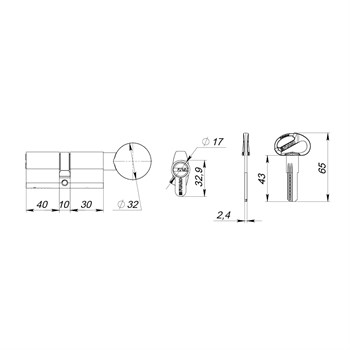 Цилиндровый Fuaro (Фуаро) механизм (D-PRO502-8/80) D-PRO5002-8Knob80(40+10+30) CP хром 5+1Key с верт. перекод. - фото 118353