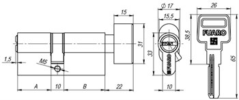 Цилиндровый Fuaro (Фуаро) механизм (R602/90) R6002Knob90(40+10+40) CP хром 5Key с вертушкой - фото 118432