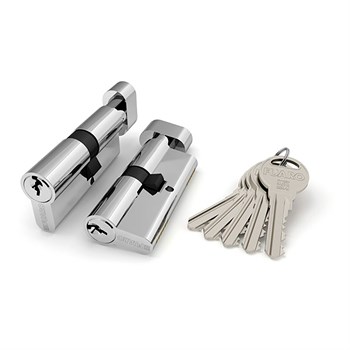 Цилиндровый Fuaro (Фуаро) механизм (R302/60) R3002Knob60(25+10+25) CP хром 5Key с вертушкой - фото 118454