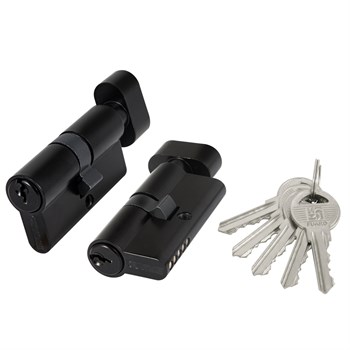 Цилиндровый Fuaro (Фуаро) механизм (100 ZM/70) 1000ZMKnob70(30+10+30) BL черный, 5 кл. с вертушкой - фото 118609