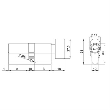 Цилиндровый Fuaro (Фуаро) механизм (200 ZM/80) 2000ZM Knob 80 (30+10+40) BL-24 черный 5Key с вертушкой - фото 118631