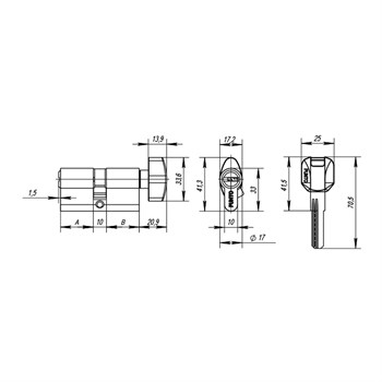 Цилиндровый Punto (Пунто) механизм MaxPro7002Knob70mm(30+10+30) SN никель 7key с вертушкой - фото 119044