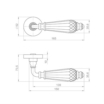 Ручка Armadillo (Армадилло) раздельная R.ART52.D.ELEGANT BPVD-77 вороненый никель - фото 123644