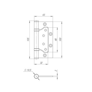 Петля Fuaro (Фуаро) универсальная без врезки IN4300W BL (300-2BB 100x2) (чёрный) - фото 132831