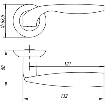 Ручка Punto (Пунто) раздельная R.TL54.BOSTON (BOSTON TL) SN/CP-3 матовый никель/хром - фото 81133