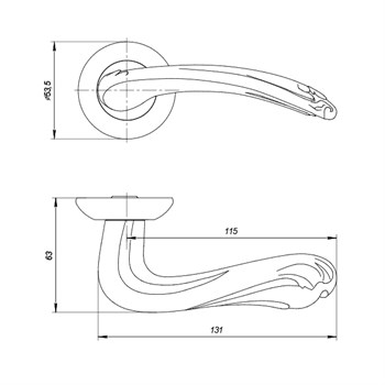 Ручка Punto (Пунто) раздельная LORENA ZR BL-24 чёрный - фото 81584