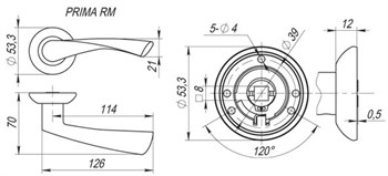 Ручка Fuaro (Фуаро) раздельная R.RM54.PRIMA (PRIMA RM) SN/CP-3 матовый никель/хром - фото 81661