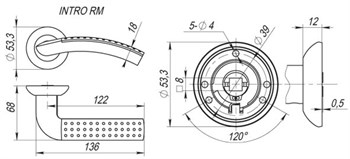 Ручка Fuaro (Фуаро) раздельная R.RM54.INTRO (INTRO RM) SN/CP-3 матовый никель/хром - фото 81682