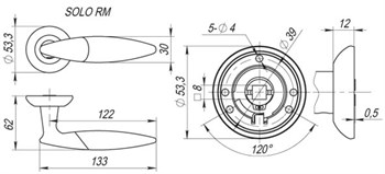 Ручка Fuaro (Фуаро) раздельная R.RM54.SOLO (SOLO RM) SN/CP-3 матовый никель/хром - фото 81692