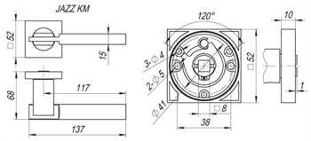 Ручка Fuaro (Фуаро) раздельная K.KM52.JAZZ (JAZZ KM) SN/CP-3 матовый никель/хром - фото 81717