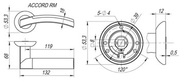 Ручка Fuaro (Фуаро) раздельная R.RM54.ACCORD (ACCORD RM) SN/CP-3 матовый никель/хром - фото 81726