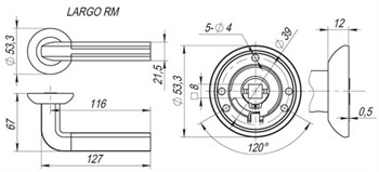 Ручка Fuaro (Фуаро) раздельная R.RM54.LARGO (LARGO RM) SN/CP-3 матовый никель/хром - фото 81755