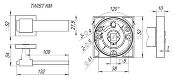 Ручка Fuaro (Фуаро) раздельная TWIST KM SN/CP-3 - фото 81770