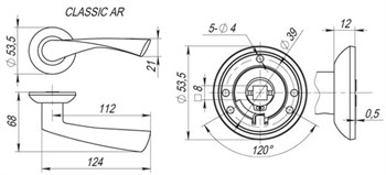 Ручка Fuaro (Фуаро) раздельная CLASSIC AR SG/GP-4 матовое золото/золото, квадрат 8x140 мм - фото 81785