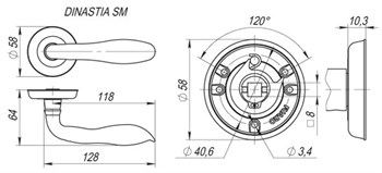 Ручка Fuaro (Фуаро) раздельная R.SM58.DINASTIA (DINASTIA SM) AB-7 матовая бронза - фото 81809