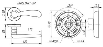 Ручка Fuaro (Фуаро) раздельная R.SM58.BRILLIANT (BRILLIANT SM) GOLD-24 золото 24К - фото 81830