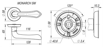 Ручка Fuaro (Фуаро) раздельная R.SM58.MONARCH (MONARCH SM) AS-3 античное серебро - фото 81846