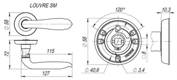 Ручка Fuaro (Фуаро) раздельная R.SM58.LOUVRE (LOUVRE SM) AB-7 матовая бронза - фото 81852