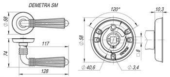 Ручка Fuaro (Фуаро) раздельная R.SM58.DEMETRA (DEMETRA SM) AS-3 античное серебро - фото 81864