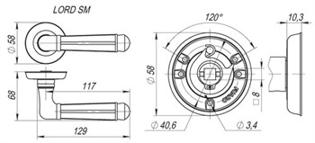 Ручка Fuaro (Фуаро) раздельная R.SM58.LORD (LORD SM) MAB-6 темная бронза - фото 81874