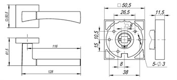 Ручка Fuaro (Фуаро) раздельная DELTA DM SN/CP-3 матовый никель/хром - фото 81889
