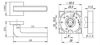 Ручка Fuaro (Фуаро) раздельная K.DM51.NEO (NEO DM) SN/CP-3 матовый никель/хром - фото 81902