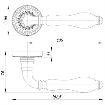 Ручка Armadillo (Армадилло) раздельная R.CL55.Silvia (Silvia CL1) AS/LWP-109 античное серебро/беж.фарфор - фото 82275
