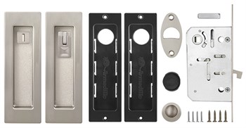 Защелка Armadillo (Армадилло) с ручками для раздвижных дверей SH.URB153.KIT011-BK (SH011 URB) SN-3 матовый никель - фото 82857