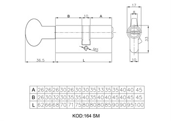 Цилиндровый механизм Kale kilit (Кале килит) с вертушкой 164 SM/90 (35+10+45) mm никель 5 кл. - фото 83299